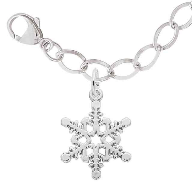 Sterling Silver Snowflake Flat Charm and Bracelet Set