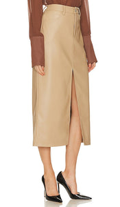 Steve Madden Avani Faux Leather Skirt in Tan