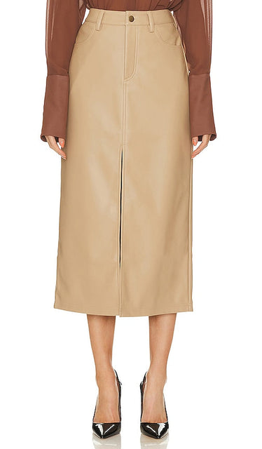 Steve Madden Avani Faux Leather Skirt in Tan - Steve Madden - Avani - Jupe en similicuir marron clair - Steve Madden Avani 黄褐色人造皮半身裙 - Steve Madden Avani Kunstlederrock in Hellbraun - Steve Madden Avani 인조 가죽 스커트 - Gonna in ecopelle Steve Madden Avani color marrone chiaro