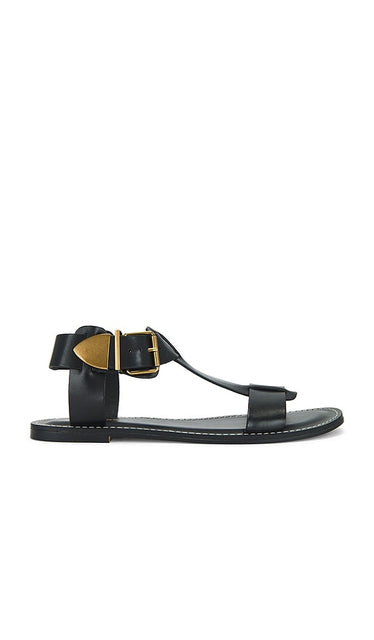 Steve Madden Brazinn Sandal in Black | Black Leather Flat Sandals for Women