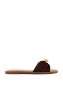 Steve Madden Dipsy Flat in Brown | Brown Suede Flat Slides for Women