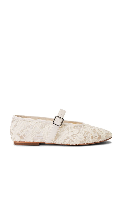Steve Madden Dreaming Mary Jane Flat in Ivory | White Lace Mary Jane Flats for Women