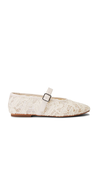 Steve Madden Dreaming Mary Jane Flat in Ivory | White Lace Mary Jane Flats for Women