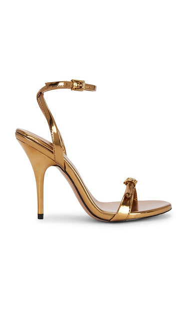 Steve Madden Foxx Sandal in Metallic Bronze | Bronze Open Toe Heels for Women