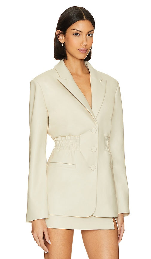 Steve Madden Frida Faux Leather Blazer in Cream