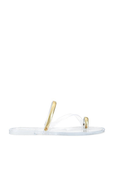 Steve Madden Fuze Flat in Metallic Silver | Clear Strappy Flats for Women
