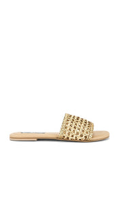 Steve Madden Gulf Slides in Metallic Gold, yellow | Gold Multi Slides for Women