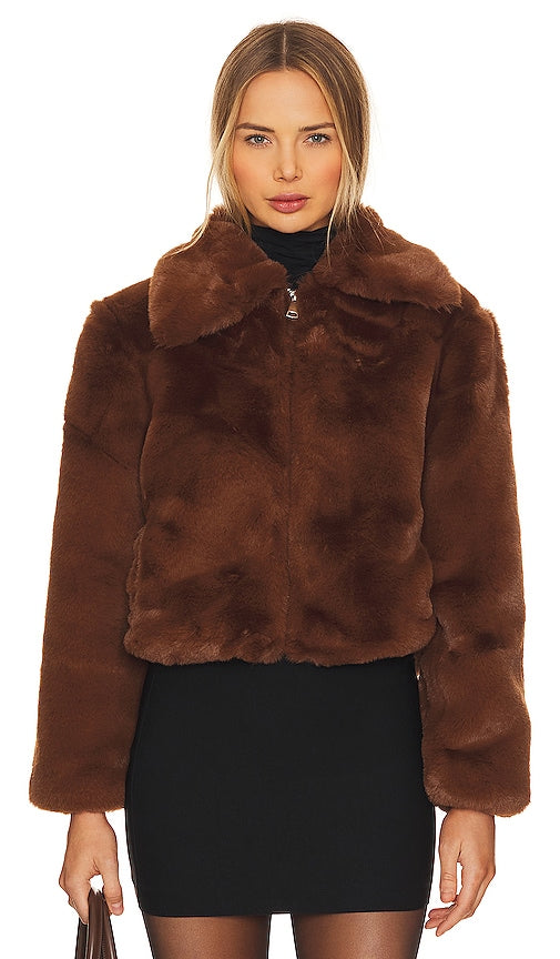 Steve Madden Juniper Faux Fur Coat in Brown