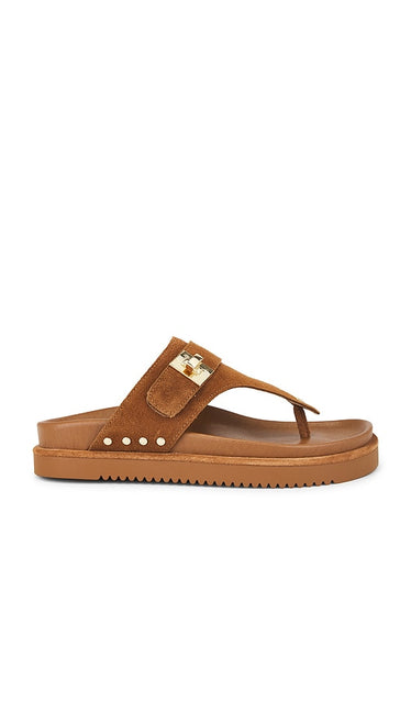 Steve Madden Thona Sandal in Brown | Chestnut Suede Flat Sandals for Women