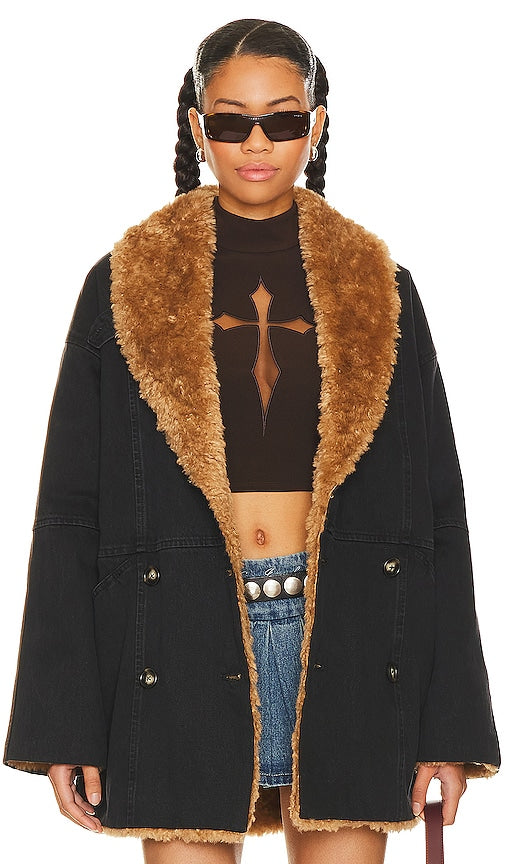 Still Here Reversible Upstate Coat in Black - Still Here - Manteau réversible Upstate en noir - Still Here 黑色双面 Upstate 大衣 - Still Here Wendbarer Upstate-Mantel in Schwarz - Still Here 리버서블 업스테이트 코트블랙 색상 - Cappotto reversibile Still Here Upstate in nero