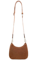 Stoney Clover Lane Sherpa Curved Crossbody Bag in Brown