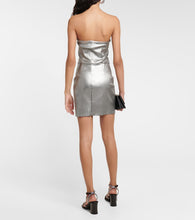 Stouls Amina strapless leather minidress