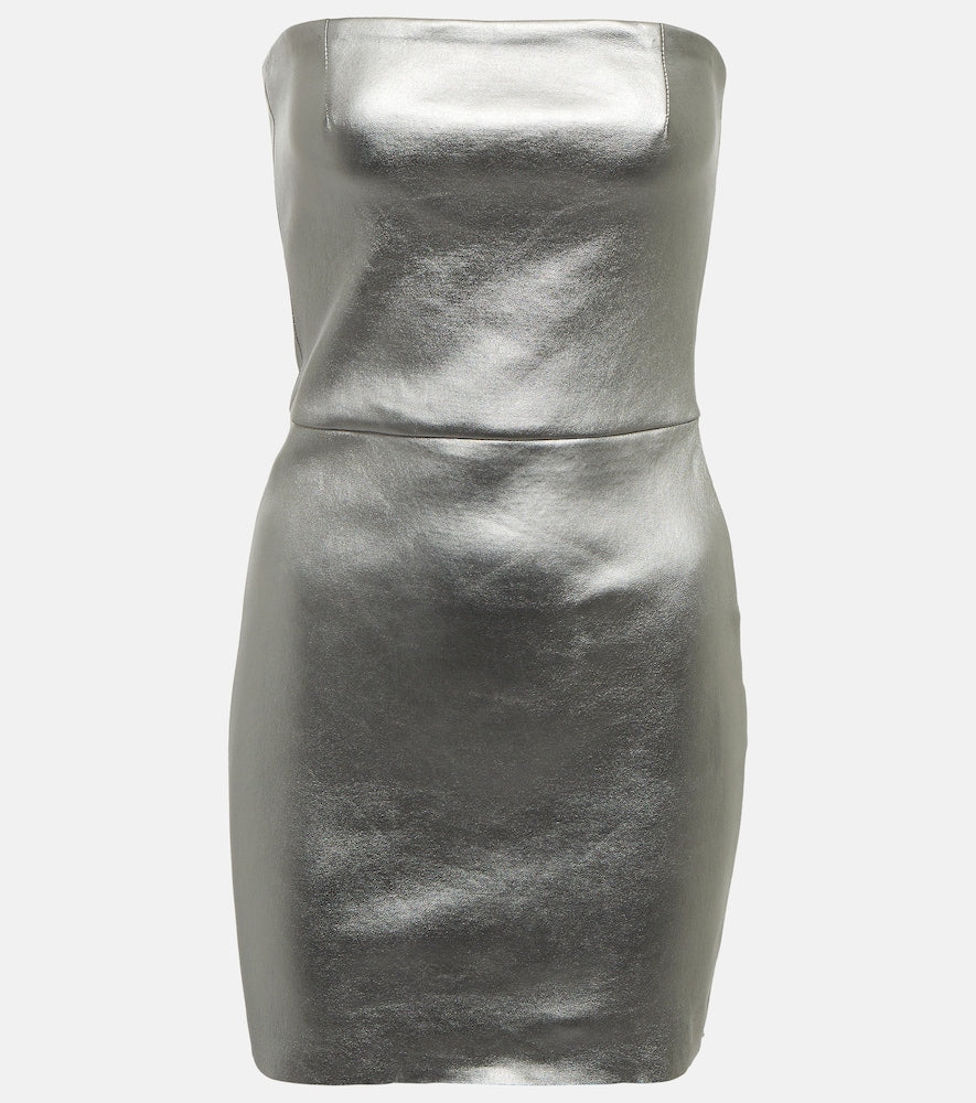 Stouls Amina strapless leather minidress. Stouls Amina 无肩带皮革迷你连衣裙