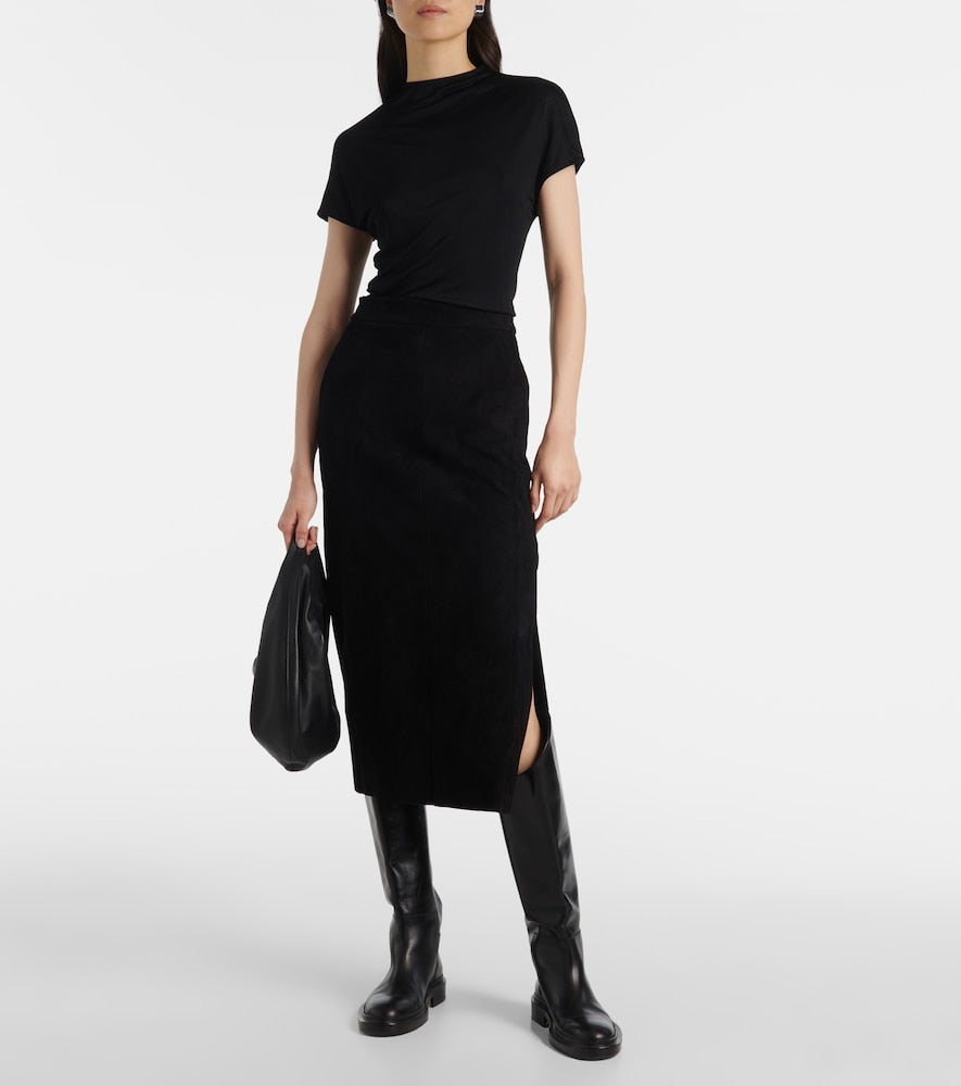 Stouls Taylor suede midi skirt