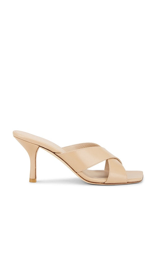 Stuart Weitzman Dayna Slide 75 in Beige | Adobe Heeled Sandals for Women