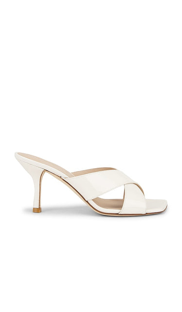 Stuart Weitzman Dayna Slide 75 in Cream | Cream Heeled Sandals for Women