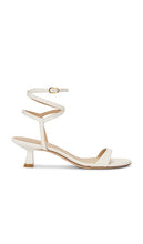 Stuart Weitzman Nudist Wrap 50 Sandal in Cream | Cream Smooth Calf Heeled Sandals for Women