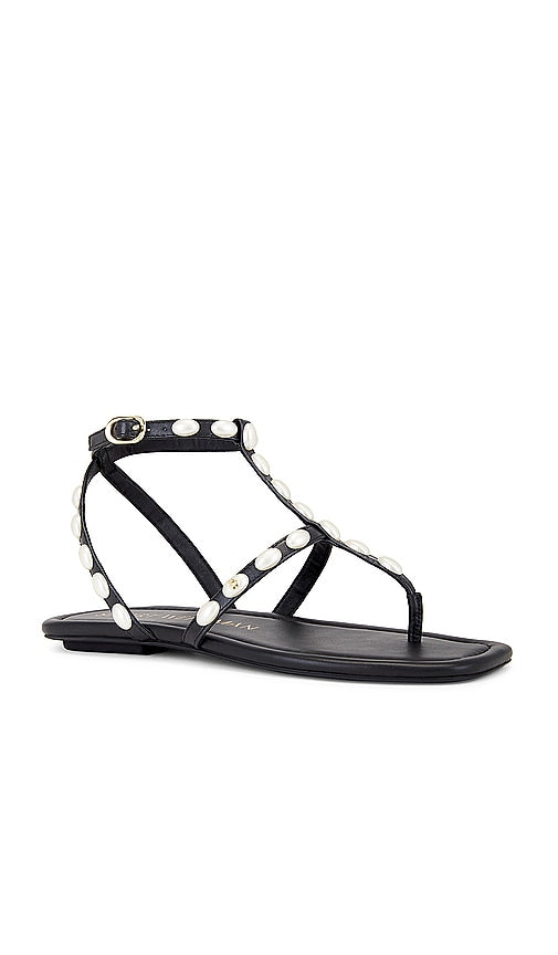 Stuart Weitzman Pearlita Flat Sandal in Black