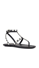 Stuart Weitzman Pearlita Flat Sandal in Black
