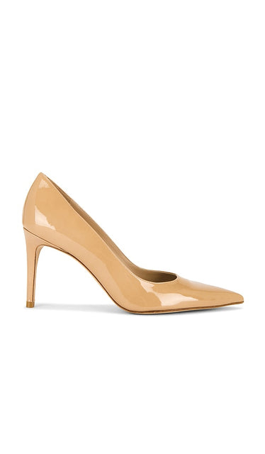Stuart Weitzman Stuart Power 85 in Beige | Adobe Patent Pump Heels for Women
