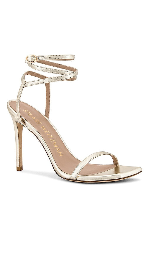 Stuart Weitzman x REVOLVE Barelynudist 100 Sandal in Metallic Gold