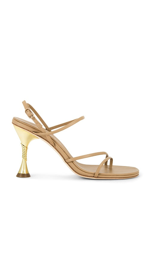 Studio Amelia Helix 90 Sandal in Beige | Beige Heeled Sandals for Women