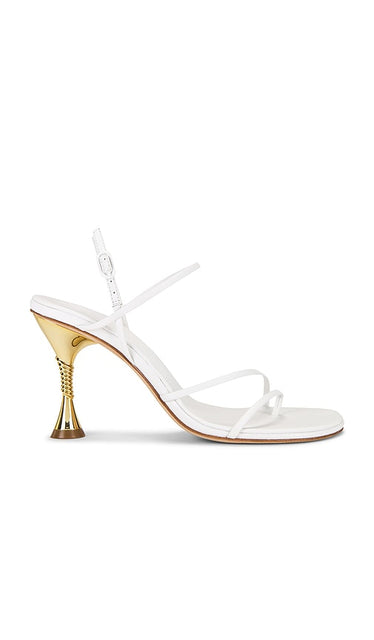 Studio Amelia Helix 90 Sandal in White | White Heeled Sandals for Women