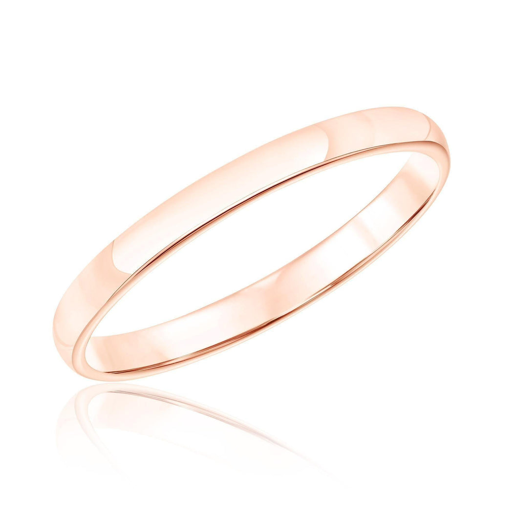 Super Low Dome 10k Rose Gold Wedding Band 2mm - Size 4