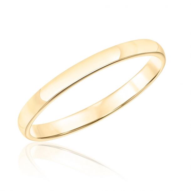 Super Low Dome 14k Yellow Gold Wedding Band 2mm - Size 4