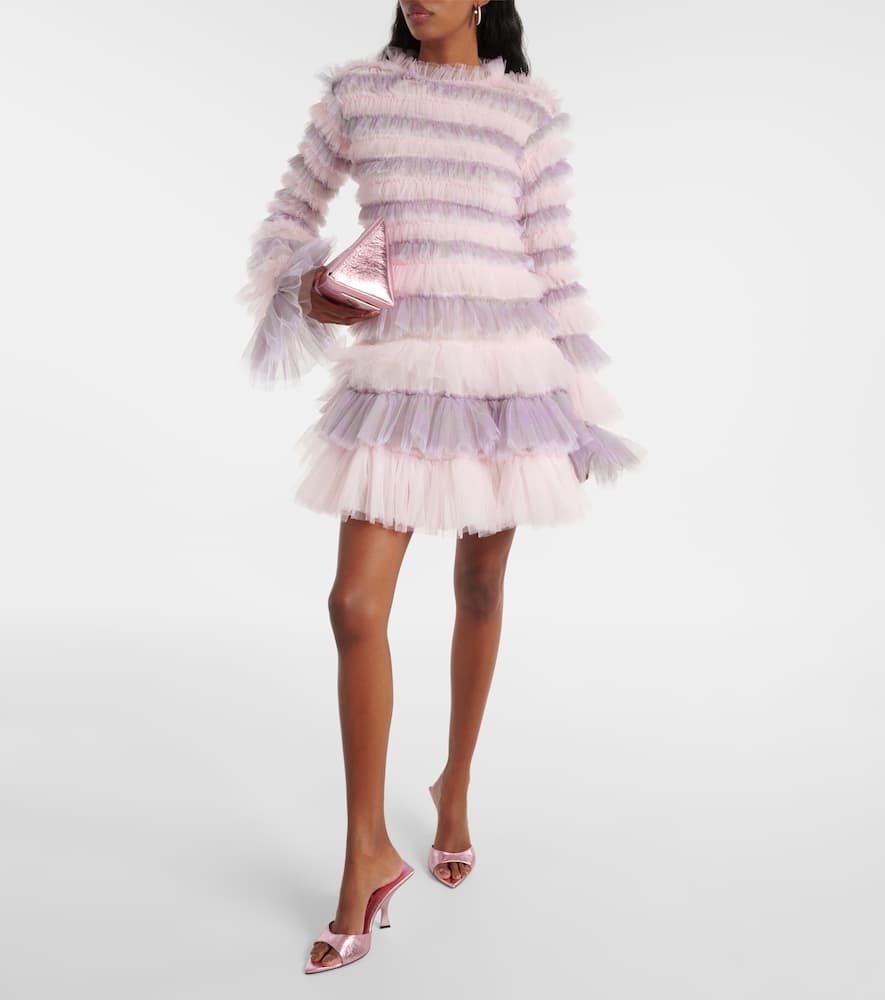 Susan Fang Shirred tulle minidress