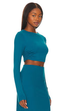 Susana Monaco Long Sleeve Crop Top in Blue