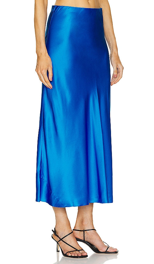 Susana Monaco Silk Midi Skirt in Blue