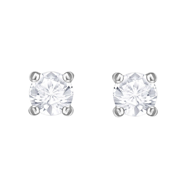 Swarovski Crystal Attract Clear Round Stud Earrings, Rhodium-Plated