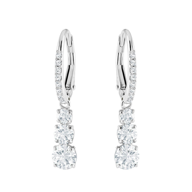 Swarovski Crystal Attract Trilogy White Rhodium-Plated Drop Earrings