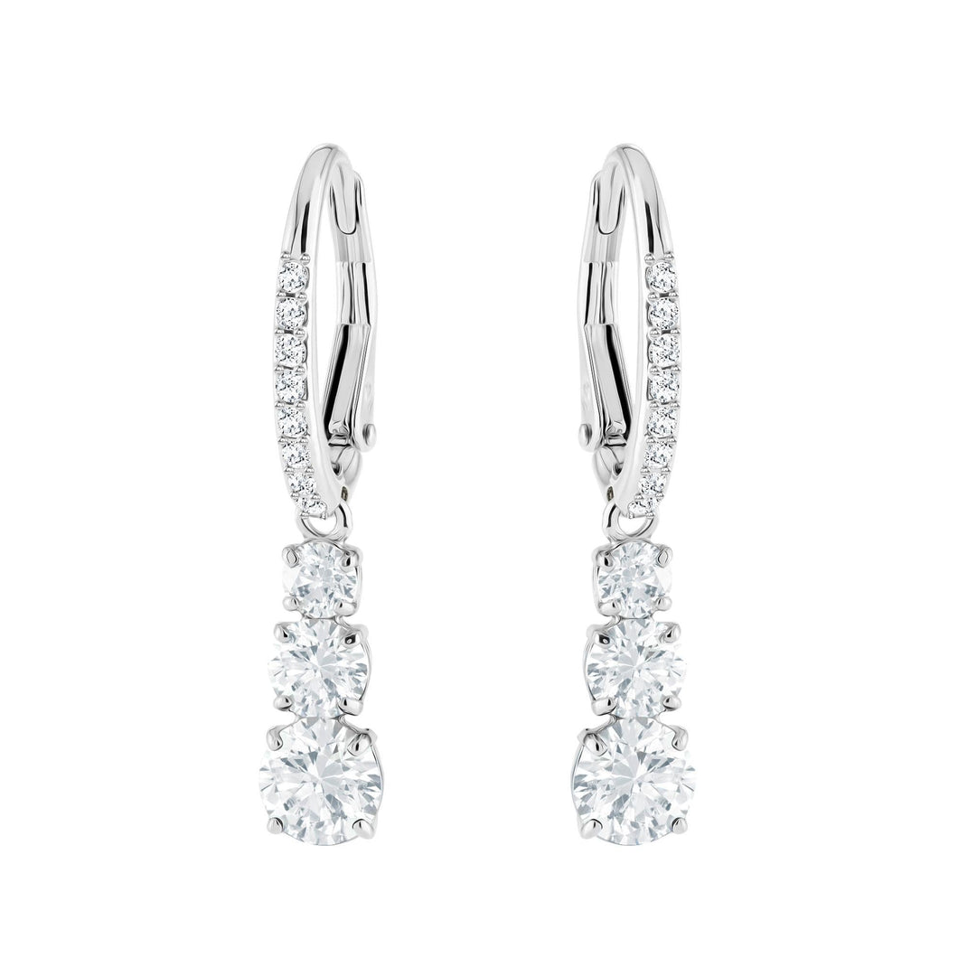 Swarovski Crystal Attract Trilogy White Rhodium-Plated Drop Earrings