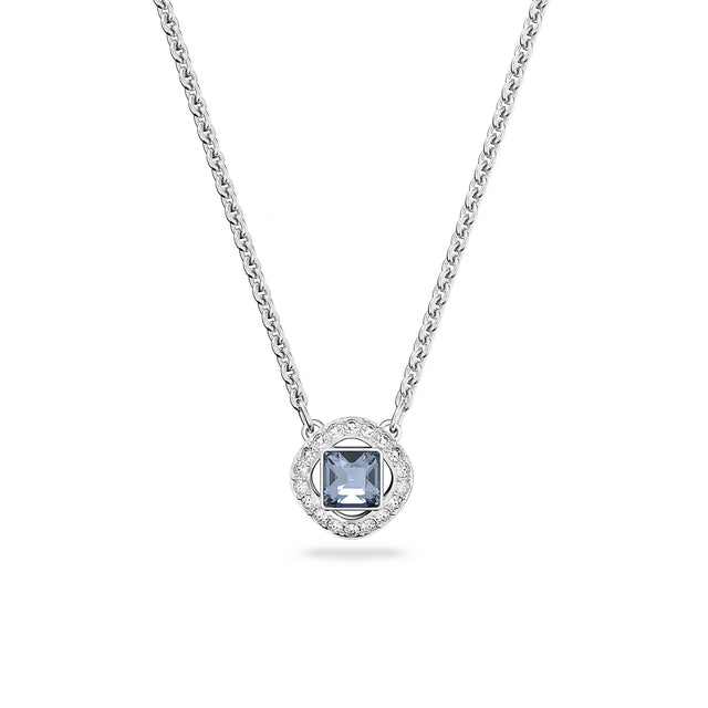 Swarovski Crystal Blue Rhodium-Plated Square-Cut Angelic Pendant Necklace