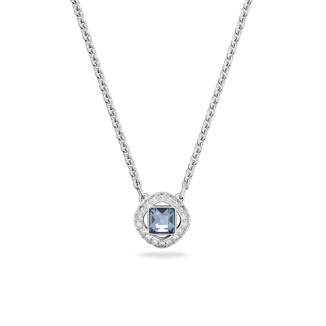 Swarovski Crystal Blue Rhodium-Plated Square-Cut Angelic Pendant Necklace