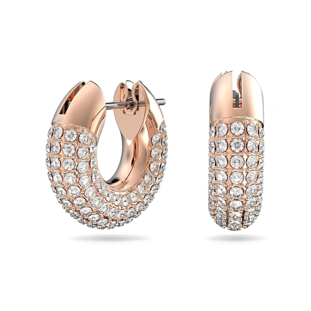 Swarovski Crystal Dextera Hoop Earrings | White Crystal | Rose Gold-Tone Plated