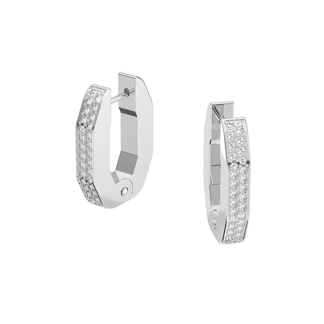 Swarovski Crystal Dextera Octagonal Rhodium-Plated Hoop Earrings