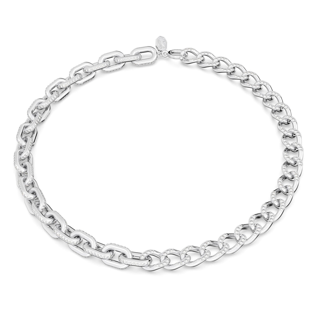 Swarovski Crystal Dextera White Round Cut Multi Link White Rhodium Plated Necklace