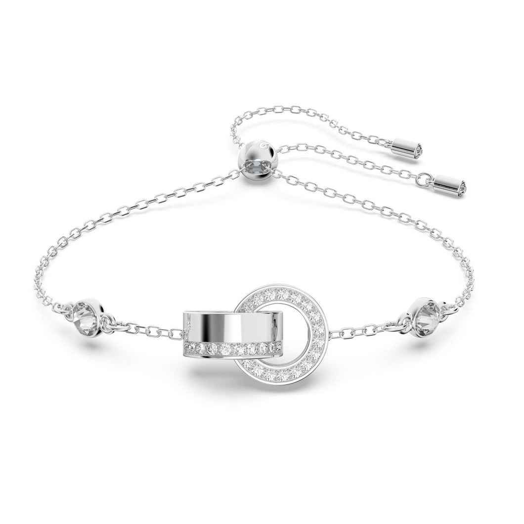 Swarovski Crystal Hollow Rhodium-Plated Bolo Bracelet