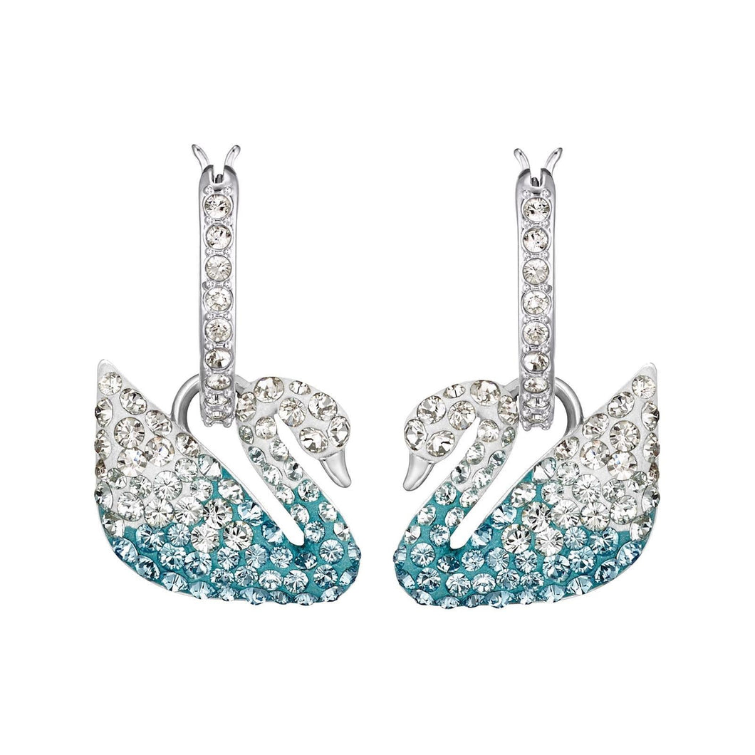 Swarovski Crystal Iconic Swan Earrings, Rhodium-Plated