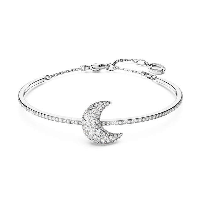 Swarovski Crystal Luna Rhodium-Plated White Bangle Bracelet