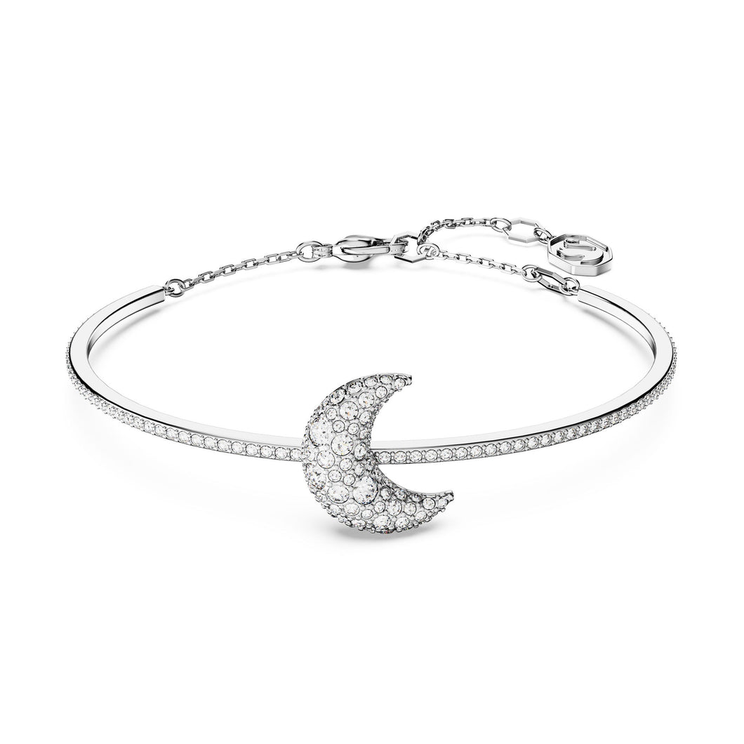 Swarovski Crystal Luna Rhodium-Plated White Bangle Bracelet