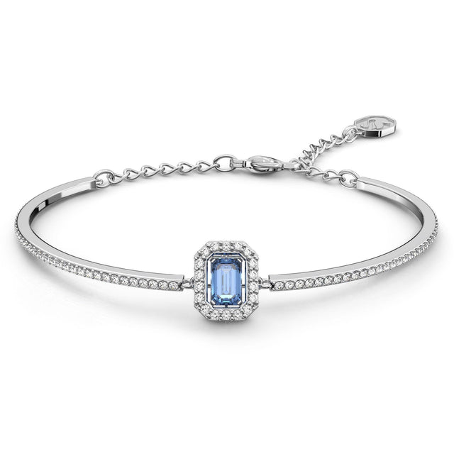 Swarovski Crystal Millenia Blue Octagon-Cut Zirconia and Rhodium-Plated Bangle