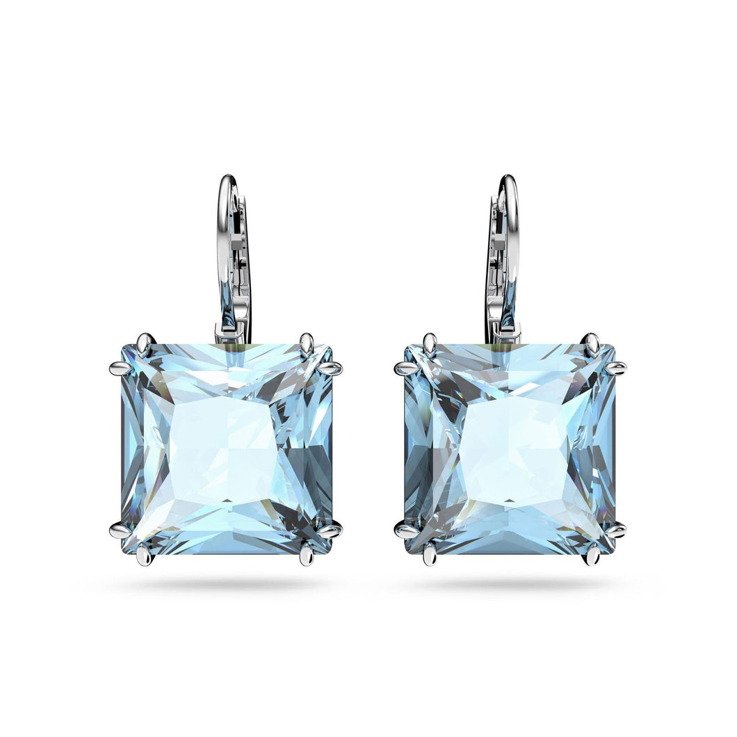 Swarovski Crystal Millenia Rhodium-Plated Aqua Drop Earrings