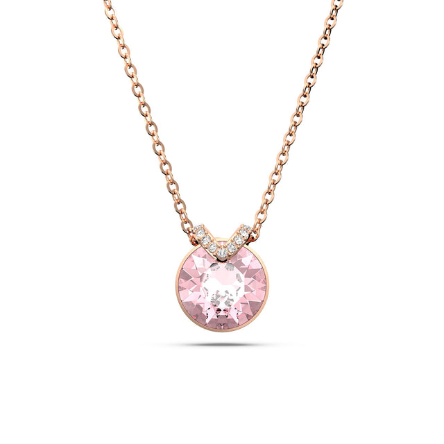 Swarovski Crystal Pink Rose Gold-Tone Plated Bella V Pendant Necklace