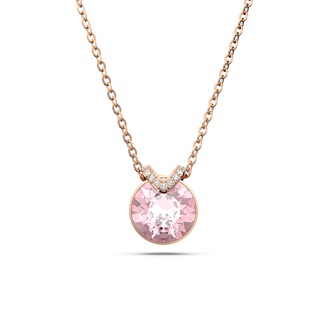 Swarovski Crystal Pink Rose Gold-Tone Plated Bella V Pendant Necklace