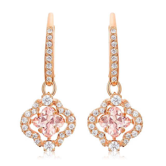 Swarovski Crystal Sparkling Dance Clover Rose Gold-Tone Plated Earrings