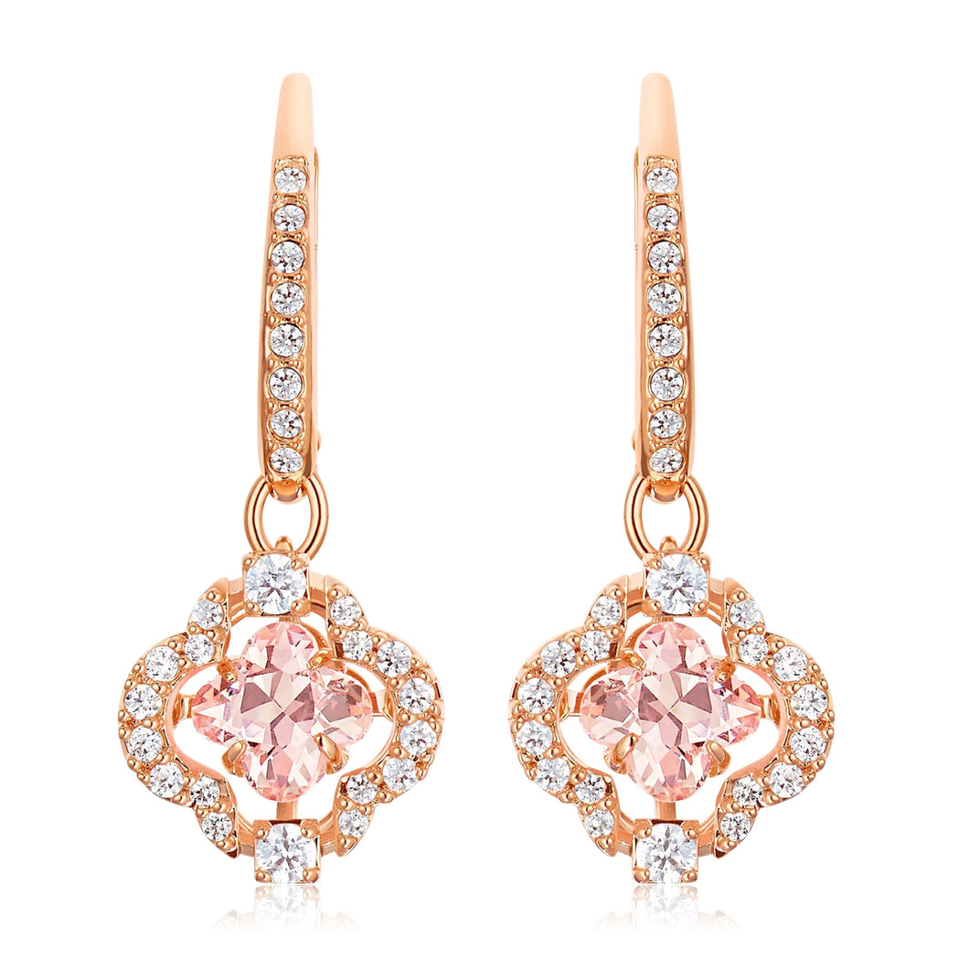 Swarovski Crystal Sparkling Dance Clover Rose Gold-Tone Plated Earrings